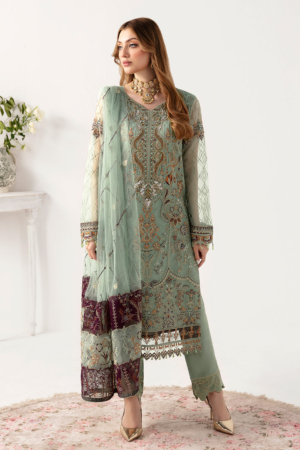 Minhal By Ramsha Embroidered Organza Suits Unstitched 3 Piece RSH24M M-1108 - Formal Collection