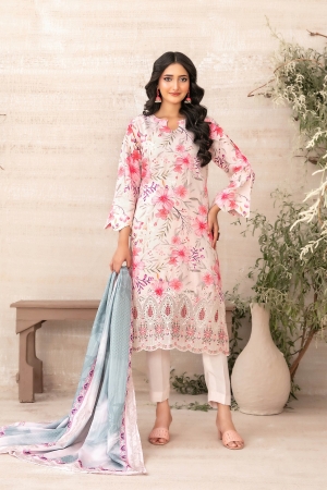 Tawakkal Fabrics Embroidered Zari Viscose Unstitched 3 Piece Suit - D-4883 - TF25SHAM - Pink - Winter Collection