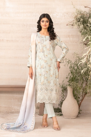 Tawakkal Fabrics Embroidered Zari Viscose Unstitched 3 Piece Suit - D-4881 - TF25SHAM - Light Grey - Winter Collection