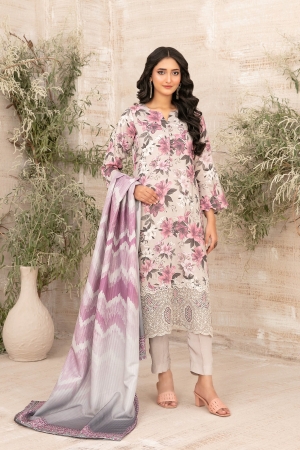 Tawakkal Fabrics Embroidered Zari Viscose Unstitched 3 Piece Suit - D-4879 - TF25SHAM - Light Purple - Winter Collection