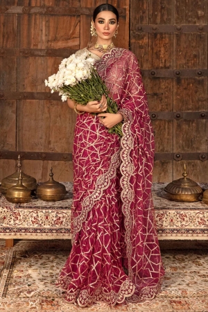 Shehnaiya By Rang Rasiya Embroidered Raw Silk Unstitched Saree RR23SH D-06 Nafisa - Wedding Collection