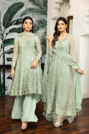 Alizeh Fashion by Bilal Embroidery Embroidered Chiffon Suits Unstitched 3 Piece AFB21RD D-02 SAPHIR - Luxury Collection