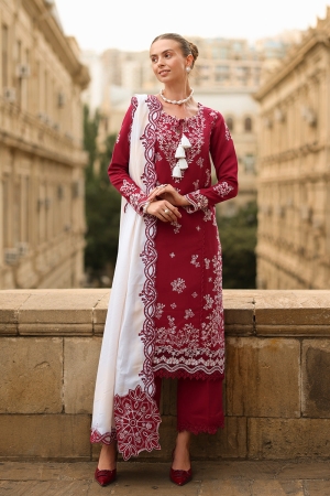Rang Rasiya Embroidered Karandi Suit With Embroidered Shawl Unstitched 3 Piece D-05 Rose - Winter Collection