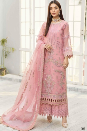 Alizeh Fashion by Bilal Embroidery Embroidered Organza Suits Unstitched 3 Piece ABF22F 06 Mehroze - Formal Collection