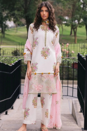 Broadway by Mahnur Embroidered Lawn Suits Unstitched 3 Piece MN25B D-02 Cherry Blossom - Summer Collection