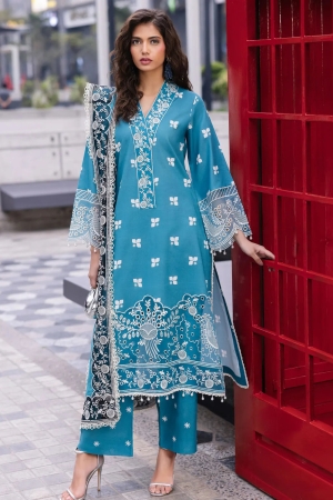 Broadway by Mahnur Embroidered Lawn Suits Unstitched 3 Piece MN25B D-12 Scarlet - Summer Collection