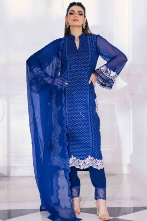 Azure Luxe Embroidered Chiffon Suits Unstitched 4 Piece AZU23ESE3 Mellow-Breeze - Festive Collection