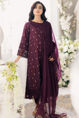 Ensembles by Azure Jacquard Lawn Suits Unstitched 3 Piece AZ24EJ ADES062 Almandine - Festive Collection