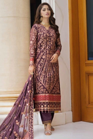 Ishq Aatish by Emaan Adeel Embroidered Chiffon Suits Unstitched 3 Piece EA23IA AT-10 - Luxury Collection