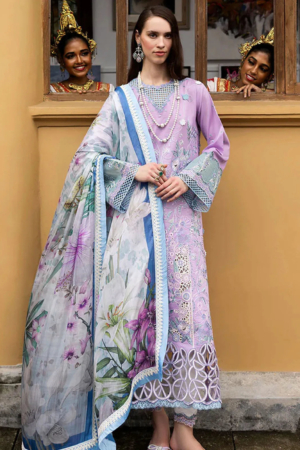 Manaram by Mushq Embroidered Lawn Suit Unstitched 3 Piece MQ25ML D-202 Glowing Pulse - Summer Collection