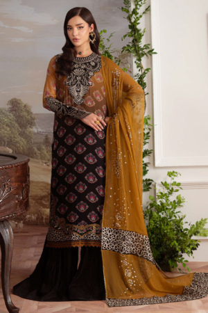 Nureh Embroidered Chiffon Suits Unstitched 4 Piece Suit NU25AU AM-30 - Luxury Collection