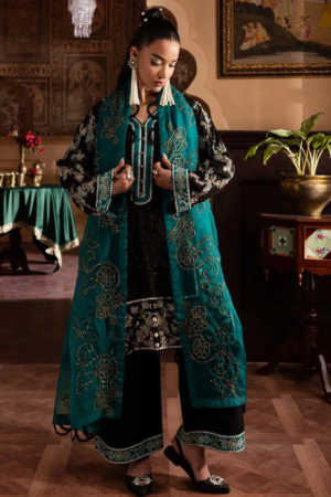 Nureh Embroidered Silk Suits Unstitched 3 Piece NU25NM NE-140 - Formals Collection