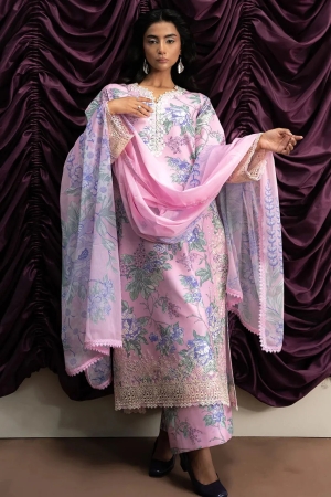 The Bare Minimum by Ayzel Embroidered Lawn Suit Unstitched 3 Piece AAF25BM D-12 Sky Flora - Summer Collection