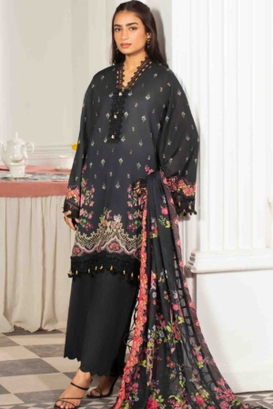 Mausummery Luxury Printed Lawn Unstitched 3 Piece Suit - MUSV2L10 - Noir - Summer Collection