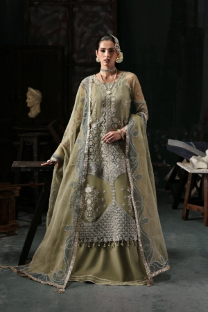 Sardinia Wedding Embroidered Organza Suits Unstitched 3 Piece D-1206 Inara - Formals Collection