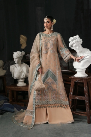 Sardinia Wedding Embroidered Organza Suits Unstitched 3 Piece D-1204 Nova - Formals Collection
