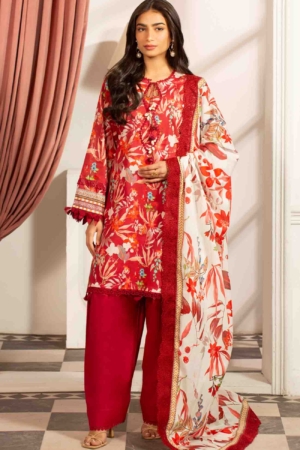 Mausummery Luxury Printed Lawn Unstitched 3 Piece Suit - MUSV2L3 - Amber - Summer Collection