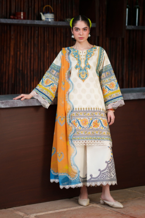 Laanem by Saira Rizwan Unstitched Embroidered Lawn 3 Piece Suit SR26ULL AZURA-A - Summer Collection