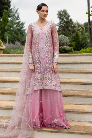 Inception by Mushq Embroidered Net Suits Unstitched 4 Piece MQ25IW D-05 Pretty In Pink - Wedding Collection