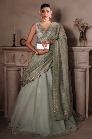 Mallika Jaan by Bushra Paracha Unstitched Embroidered Tusel Silk Dress - AMEERAN