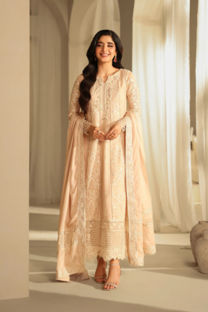 Azure Luxe Embroidered Khaddi Net Suits Unstitched 3 Piece AZU24EU Hazel Harmony MNAS91 - Festive Collection