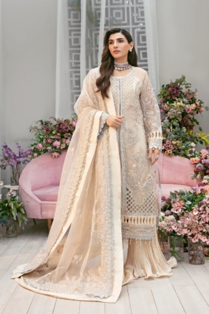La more By Sardinia Embroidered Organza Unstitched Suit 3 Piece SRD23LM SR-101 Dazzel Dew - Wedding Collection