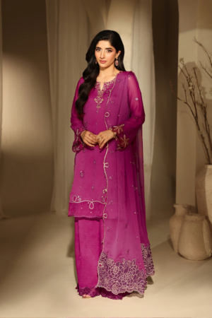 Azure Luxe Embroidered Chiffon Suits Unstitched 3 Piece AZU24EU Mulberry Muse - Festive Collection