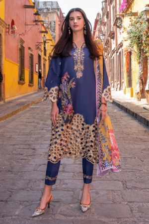 Hemline Odyssey by Mushq Unstitched Embroidered Lawn 3 Piece Suit MU26UHO HUNSS250402 INES - Summer Collection