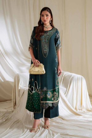 Omara By Nureh Unstitched Embroidered Silk 3 Piece Suit NU26OUF NEL- 90 - Festive Collection