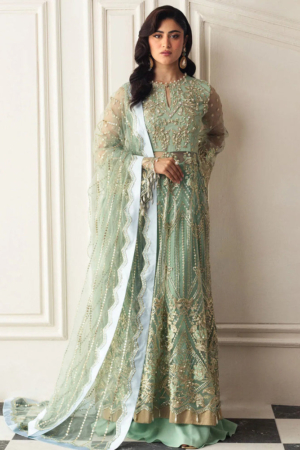 Hemline By Mushq Embroidered Suit Unstitched 3 Piece MQ24HA D-01 Pistachio - Formal Collection