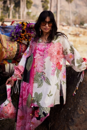 Meili by Zaha Unstitched Embroidered Lawn 3 Piece Suit ZK26UML ZL26-13B - Festive Collection