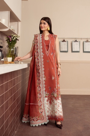 Brewed by Ayzel Unstitched Embroidered Lawn 3 Piece Suit AAF26UBL Toffee ZWU-0142-3PO - Festive Collection