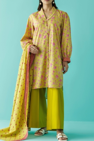 Orient Luxury Prints 3pc Un-stitched Summer Collection'26 - OTL-24-230/U LIME GREEN