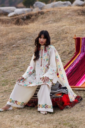 Meili by Zaha Unstitched Embroidered Lawn 3 Piece Suit ZK26UML ZL26-08B - Festive Collection