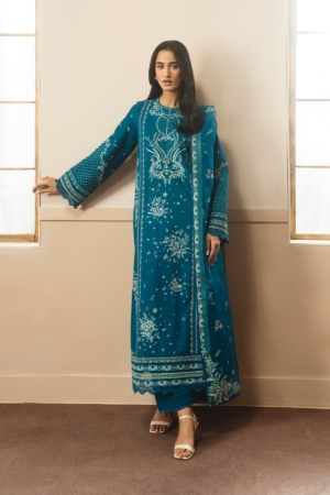 Whisper by Ayzel Unstitched Embroidered Lawn 3 Piece Suit AAF26ULW Olive ZWU-0140-3PO - Eid Collection