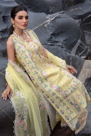 Crimson by Saira Shakira Embroidered Lawn Suits Unstitched 3 Piece CR2LS - Believe In Her - Topaz Yellow