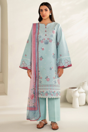 Baroque - Farasha Summer Weaves Embroidered Lawn Unstitched 3Pc Suit BFL26- Blue Slate