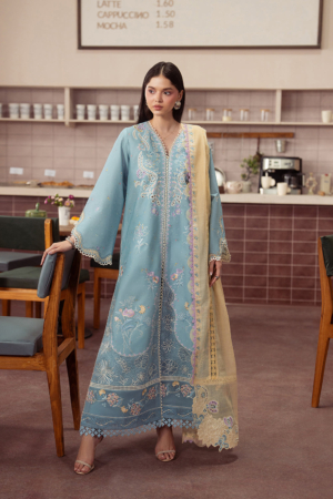 Brewed by Ayzel Unstitched Embroidered Paper Cotton 3 Piece Suit AAF26UBL Emberl ZWU-0146-3PO - Festive Collection