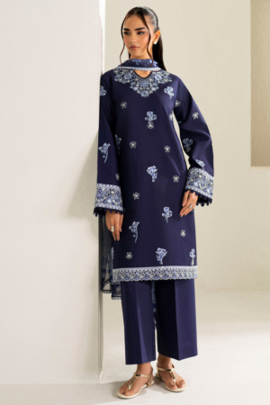 Baroque - Farasha Summer Weaves Embroidered Lawn Unstitched 3Pc Suit BFL26- Midnight Hue