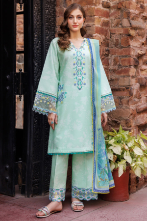 Baroque - Farasha Seraya Embroidered Lawn Unstitched 3Pc Suit BFL26- Mistell