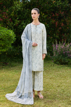 Baroque - Farasha Sorine Embroidered Lawn Unstitched 3Pc Suit BFL26- Palm Whisper