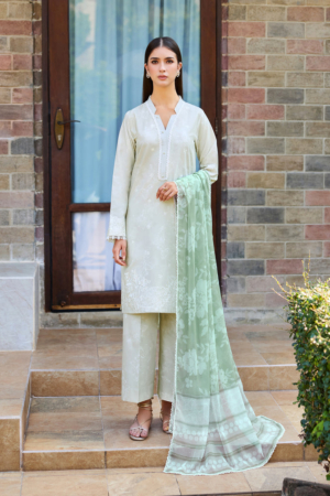 Baroque - Farasha Sorine Embroidered Lawn Unstitched 3Pc Suit BFL26- Sage Mist