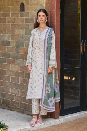 Baroque - Farasha Sorine Embroidered Lawn Unstitched 3Pc Suit BFL26- Satin Bloom