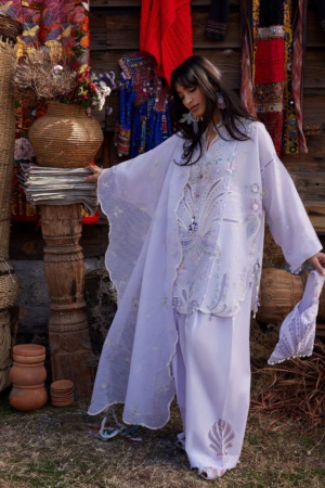 Meili by Zaha Unstitched Embroidered Lawn 3 Piece Suit ZK26UML ZL26-10B - Festive Collection