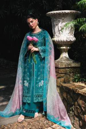 Q Line by Qalamkar Unstitched Chikankari Embroidered Lawn 3 Piece Suit QLK26UQL RP-03 SAPPHIRE - Summer Collection