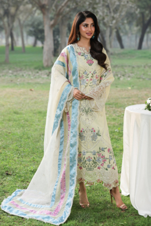 Tales of Petals by Sardinia Unstitched Embroidered Luxury Lawn 3 Pcs Suit SRD26UTP D-3 Daisy Dream - Festive