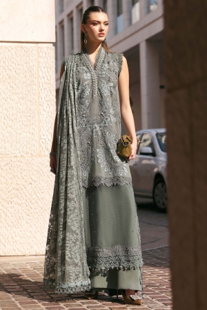 Maria B Unstitched Embroidered Luxury Lawn 3 Piece Suit MB26UEL 3B - Eid Collection