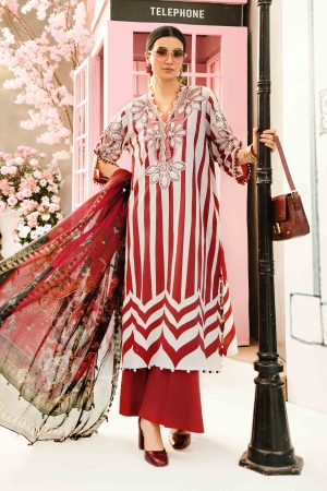 M Prints by Maria B Embroidered Lawn Suits Unstitched 3 Piece MB25MPE 9-A - Summer Collection