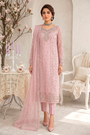 Merakish - Almas By Shahzeb Textiles Embroidered Chiffon Suits Unstitched 3 Piece ST26MK-V26- Lilac Dream