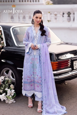 Asim Jofa Embroidered Silk Suits Pret 3 Piece AJ25CS AJRS-08 - Formal Collection